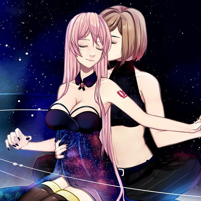 This kiss... - Anime, Not anime, Vocaloid, Megurine luka, Meiko, Anime art