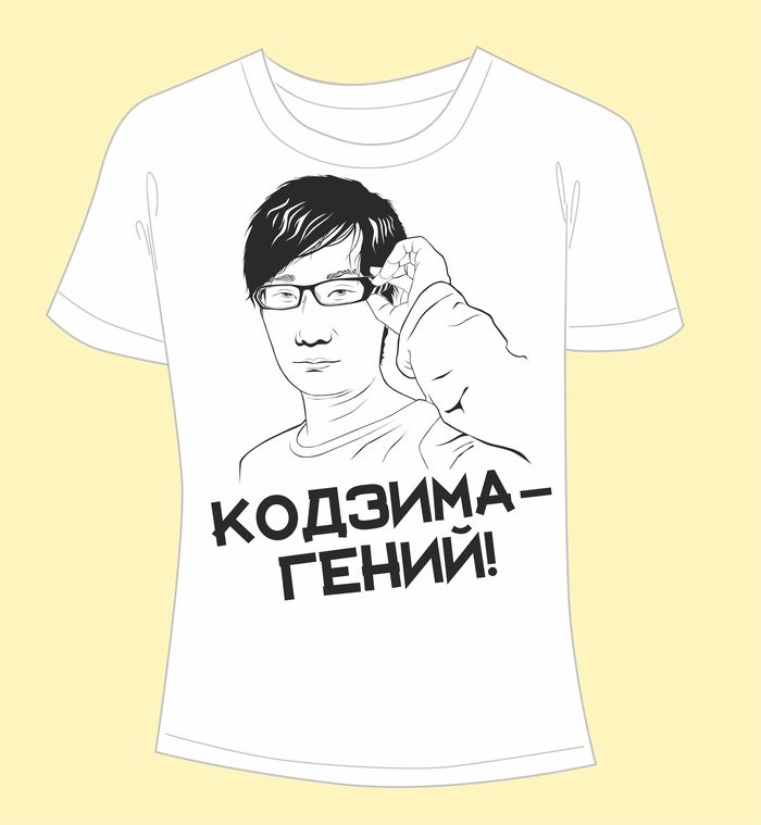 Kojima on a T-shirt))) - T-shirt, Vector, Vector graphics, , Longpost, , Hideo Kojima, My