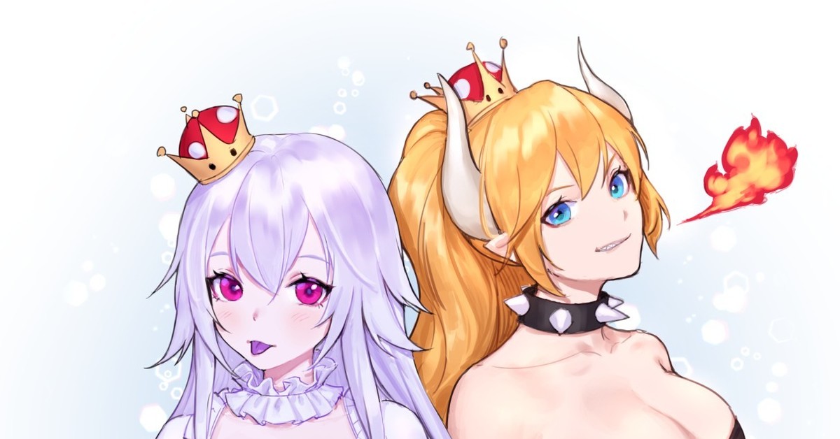 Bowsette and Princess King Boo.