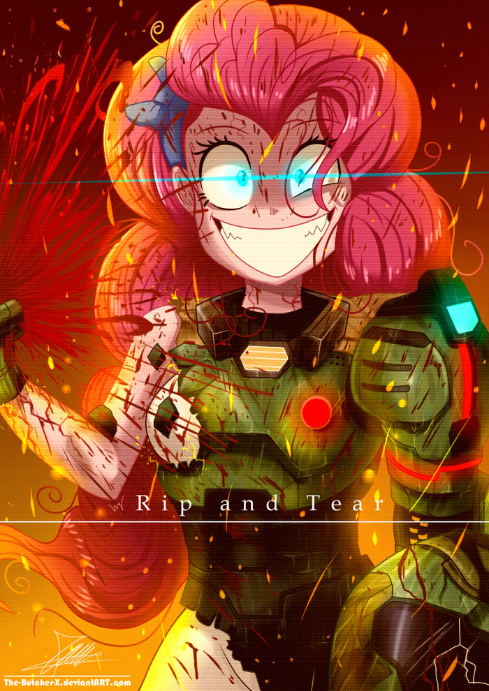 .:DOOMPIE:. - My little pony, Equestria girls, Pinkie pie, Crossover, Doom, Grimdark, Thebutcherx