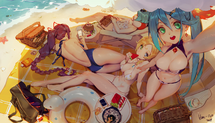 Beach , Anime Art, Han-0v0