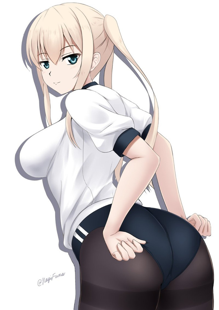 Graf - Kantai Collection, Graf Zeppelin, Аниме, Anime Art, Попа, Сиськи, Купальник, Megane, Длиннопост