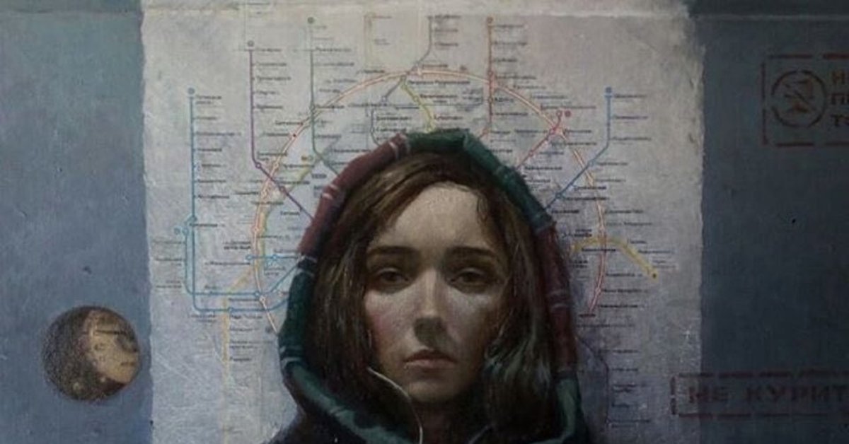 Картина в метро девушка