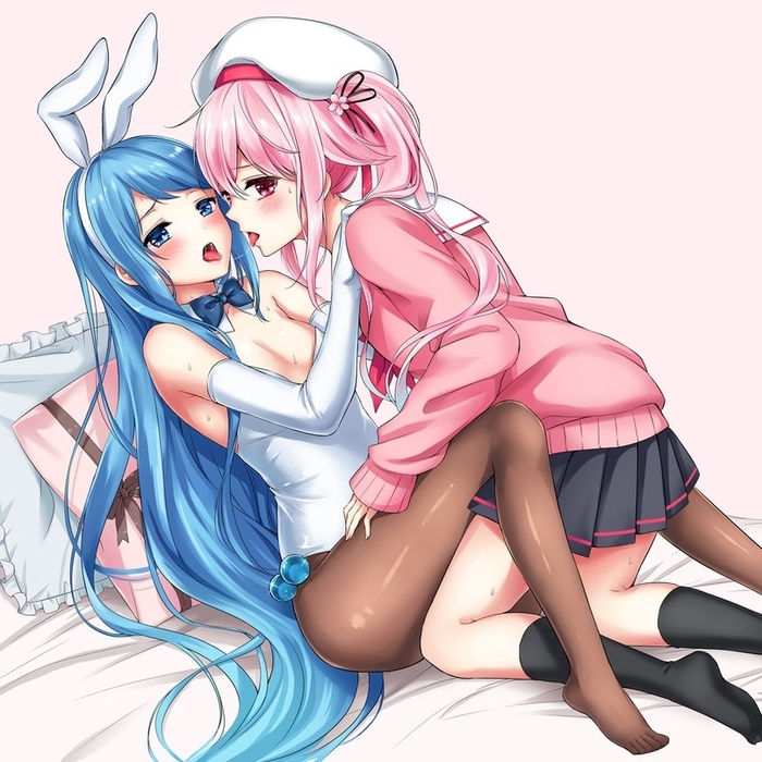 Samidare & Harusame - NSFW, Kantai Collection, Samidare, Harusame, Этти, Yuri, Anime Art, Аниме