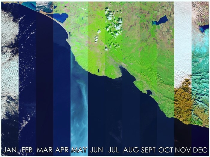 Seasonal colors of the Black Sea coast - My, Sea, Pictures from space, Tuapse, Black Sea, Seasons