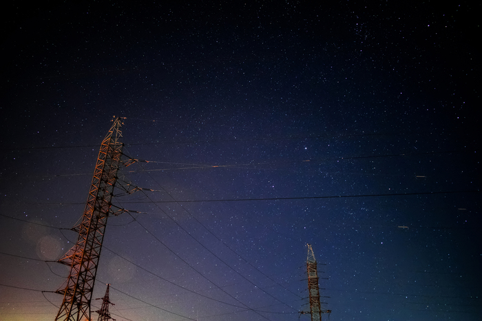 Sky, stars, power lines and the first experience. - My, Beginning photographer, Nikon d3300, Astrophoto, Starry sky, Longpost, Power lines