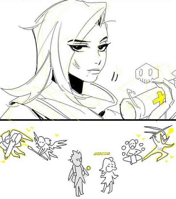 Everyone needs a personal healer - Comics, , Overwatch, Pharah, Mercy, Brigitte, Genji, Zenyatta, Longpost