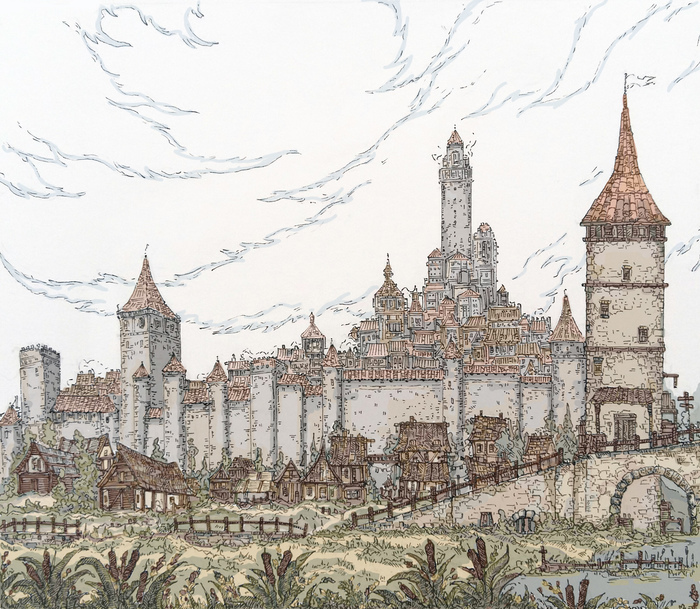 Novigrad - My, Drawing, Art, Novigrad, Witcher, Games, The Witcher 3: Wild Hunt, Town