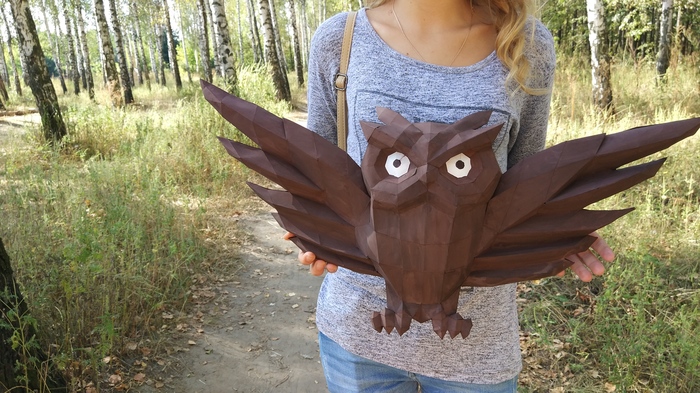 Friday mine :) - My, Longpost, Video, Owl, Handmade, Pepakura, Papercraft