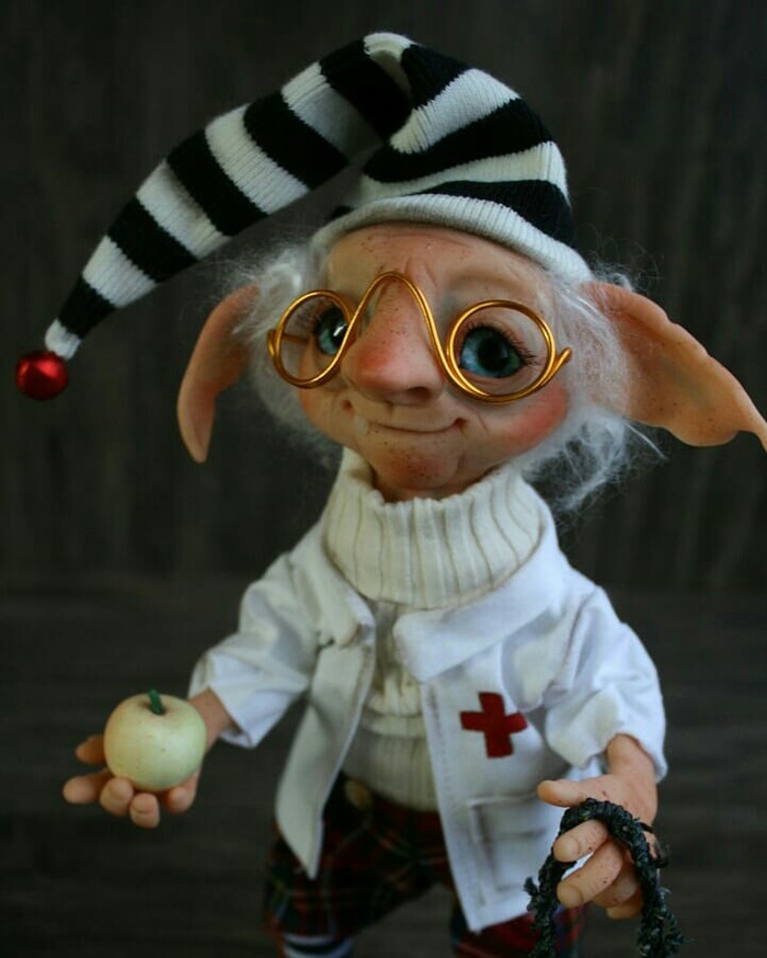 Doctor's Magical Assistant - My, With your own hands, Needlework without process, Handmade, Doll, Longpost, Polymer clay