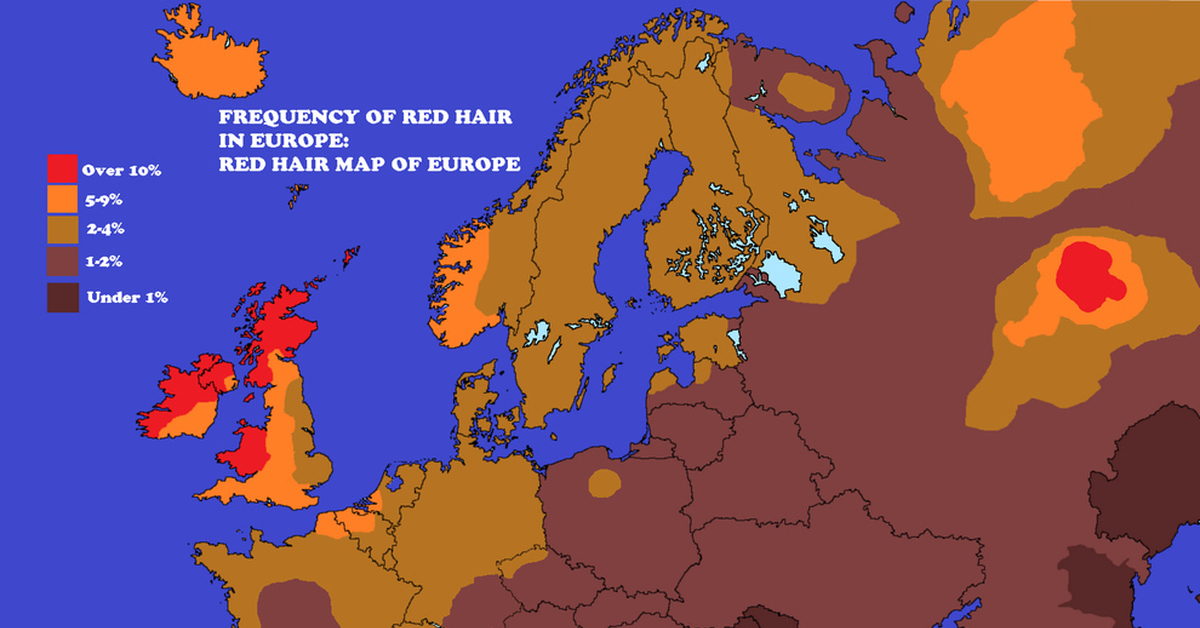 Европа частота. Red hair Map. Red Europe. Карта рыжих волос. World Map Red hair Color.