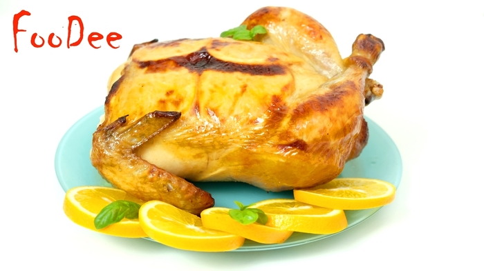 Chicken with oranges in the oven - My, Food, Recipe, Hen, Ryaba chicken, Video, Longpost