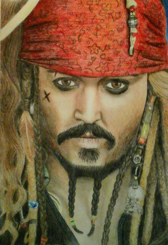 Captain Jack Sparrow - My, Pencil drawing, Pirates of the Caribbean, Drawing, Captain Jack Sparrow