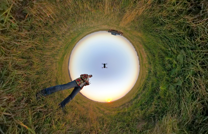 little planet inside out - My, The photo, Панорама, Dji, Drone, Numbers, Spherical panorama, Sunset, 