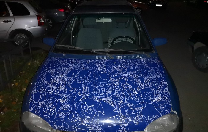 This is how my sister painted my car 2.0 - My, Car, Drawing, Doodle