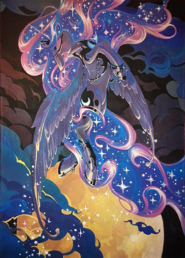 Moonrise - My little pony, Princess luna, PonyArt, Traditional art