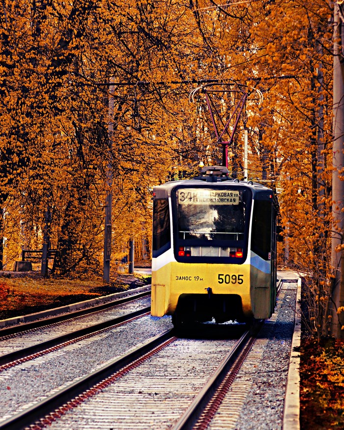 On the rails in the golden autumn - My, Autumn, Moscow, Izmailovsky park, Foliage, October, Izmailovo, The photo
