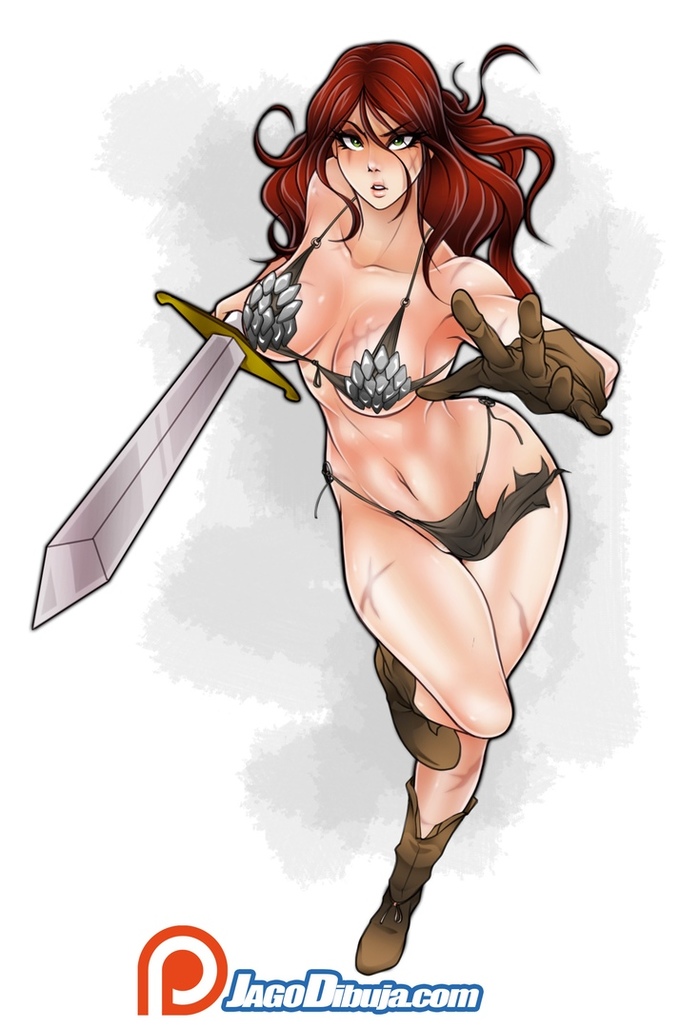 Red Sonja (MARVEL Comics) - NSFW, Jago, Jagodibuja, Red Sonja, Marvel, Art, Hand-drawn erotica