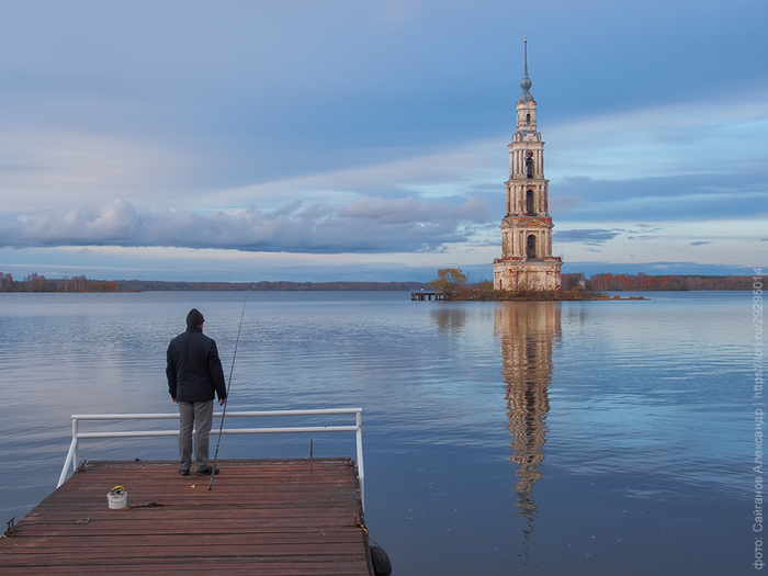 Калязин. Сумерки. Рыбалка - Моё, Фотография, Калязин, Пейзаж, Рыбак, Рыбаки