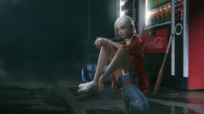 Vending machine - Art, Drawing, Girls, Vending, Rui Li