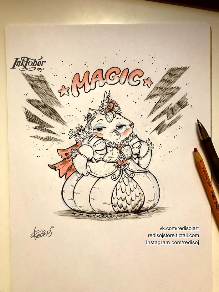 InkTober 2018 №24 - Моё, Redisoj, Inktober, Арт, Картинки, Кот, Рисунок, Inktober2018, Животные