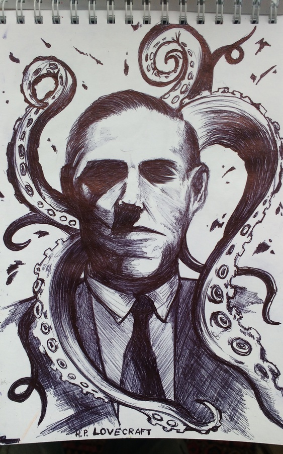 H. P. Lovecraft - My, Sketchup, Lovecraft art, Sketchbook, Howard Phillips Lovecraft, Pen, SketchUp (program)