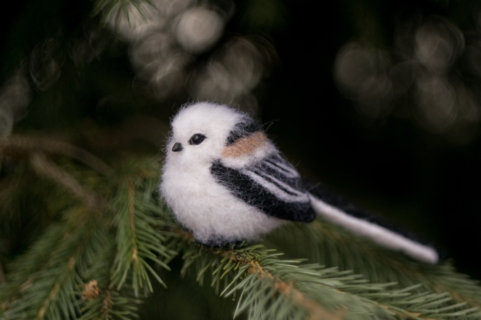 Длиннохвостая синичка. Сухое валяние