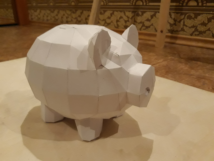 Friday is mine, the mascot of 2019 in the form of a piggy bank - My, Pepakura, Paper, Hobby, 2019, Longpost, Papercraft