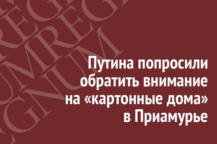 Putin was asked to pay attention to the cardboard houses in the Amur region - Russia, Inhabitants, A complaint, Vladimir Putin, Amur region, Amur region, Eeyore regnum, Lodging, Longpost