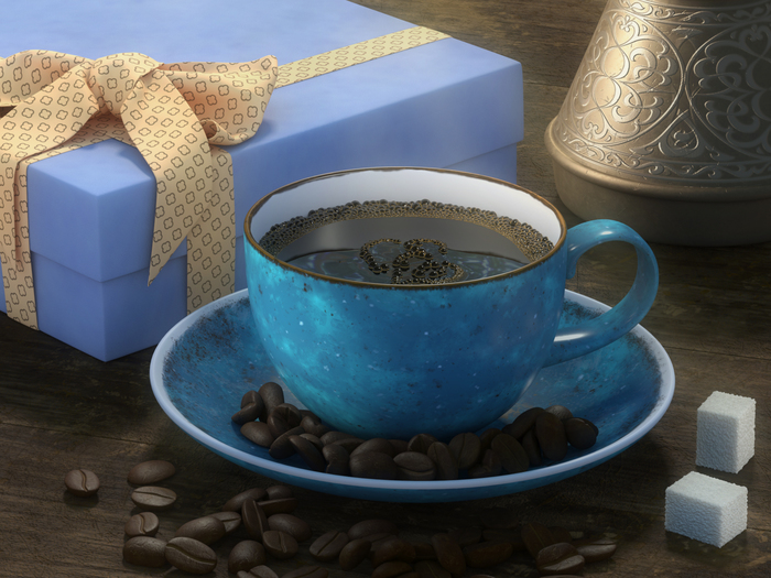 morning coffee - My, Coffee, Morning, Cosiness, Presents, Coffee beans, 3D