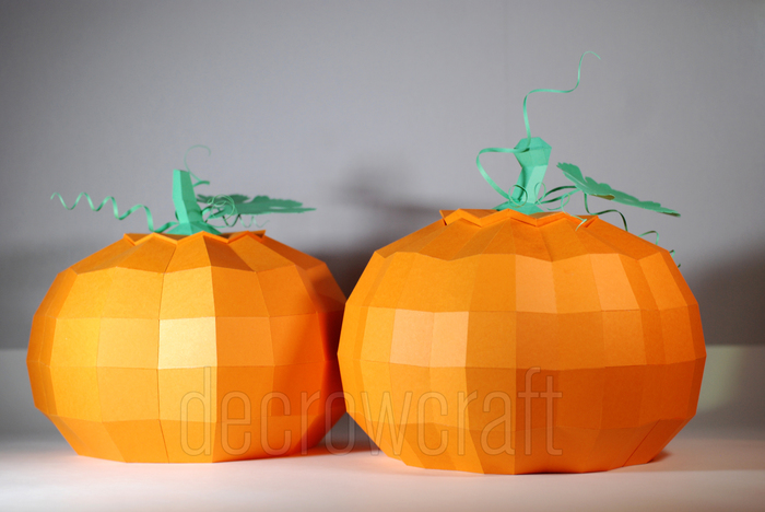 Polygonal pumpkins - My, Pepakura, Papercraft, , Pumpkin, Paper, Low poly, Longpost, Methakura