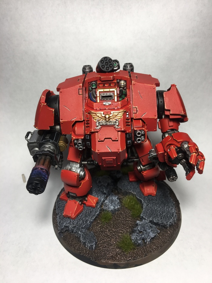 Finished the dreadlock - Longpost, Painting miniatures, Dreadnought, Blood angels, Warhammer 40k, My