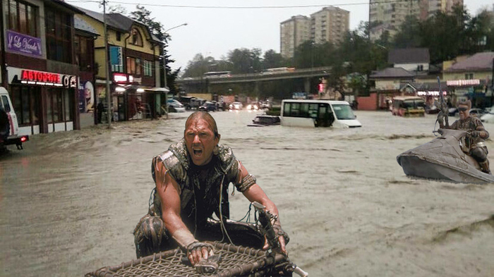 Meanwhile in the Krasnodar Territory... - My, Flood, Краснодарский Край, Water world, Kevin Costner, Photoshop