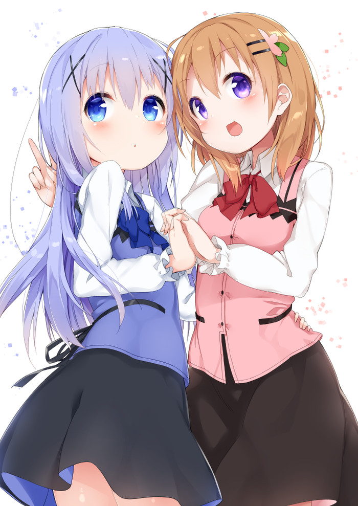 Chino and Cocoa - Is the Order a rabbit?, Chino Kafuu, Cocoa Hoto, Anime Art, Gochuumon wa usagi desu ka?, Kafuu chino