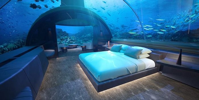 Underwater villa - only $50,000 per night - Underwater world, Hotel, beauty, Expensive, Maldives