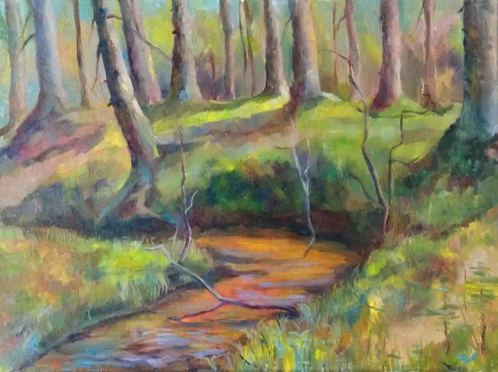 Spring in the forest - My, Komarovo, Spring, Oil painting, Luboff00, Nature, Forest, Painting, Butter