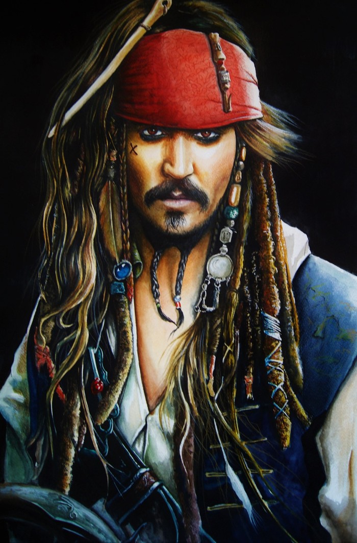 Johnny Depp or Jack Sparrow - My, Captain Jack Sparrow, Johnny Depp, Actors and actresses, Pirates of the Caribbean, Piracy, Watercolor, 