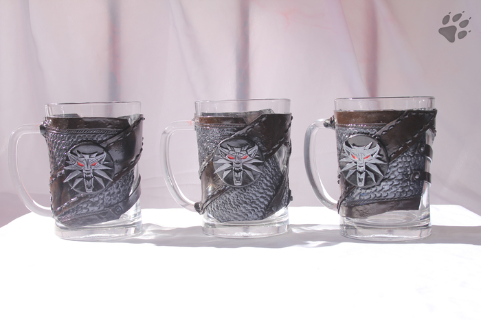 Beer mug The Witcher - My, Polymer clay, Witcher, Games, Creation, Needlework, Mug with decor, Beer mug, Presents, Longpost