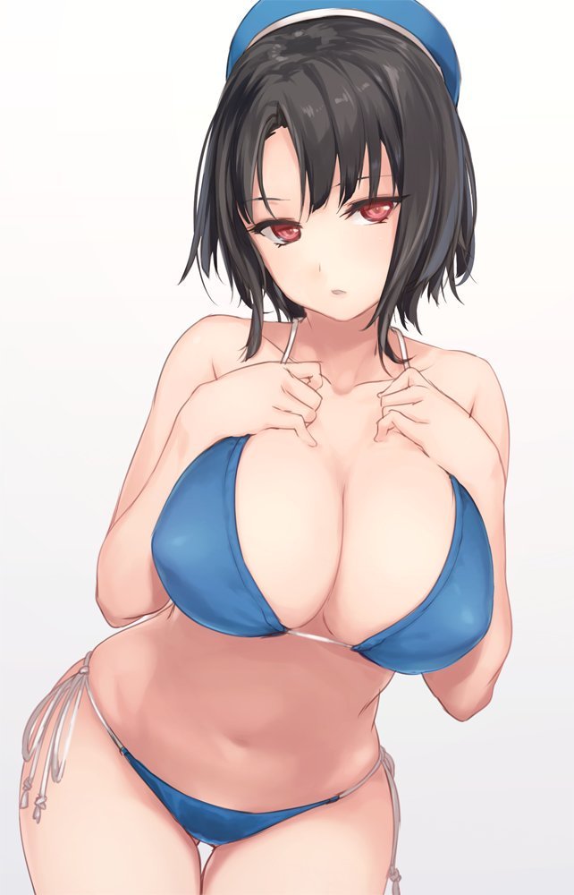 Takao (Artist: Rokuwata Tomoe) - NSFW, Kantai collection, Anime, Anime art, Takao, Swimsuit, Boobs