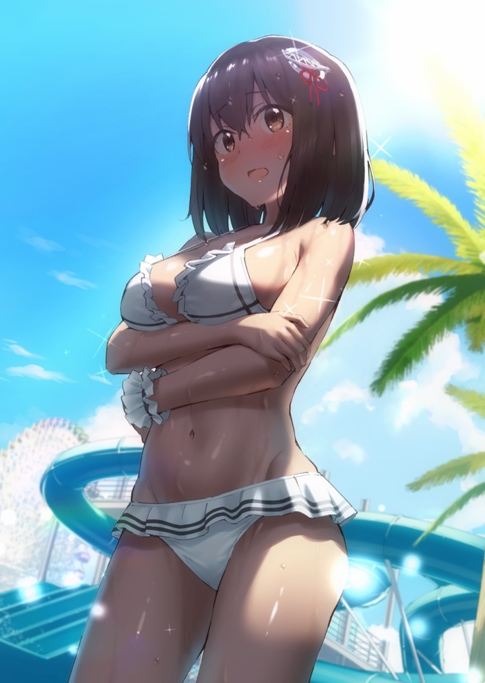 Haguro - NSFW, Kantai collection, Haguro, Swimsuit, Summertime, Etty, Anime art, Anime, Art, Summer