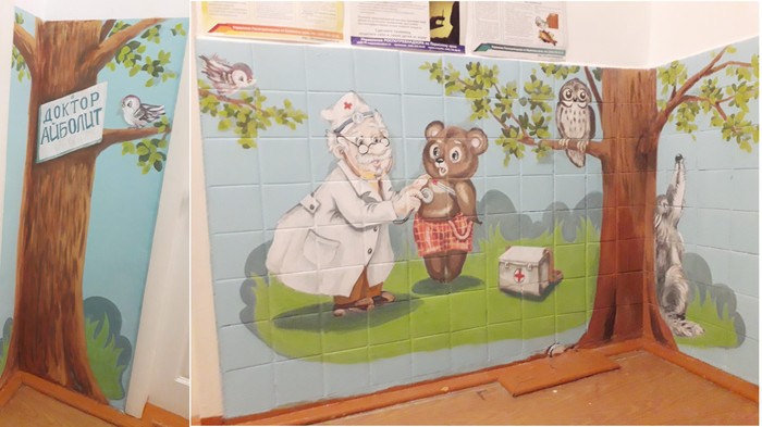 Good doctor Aibolit or how Mariska painted the garden - My, Wall painting, , Baby, Longpost