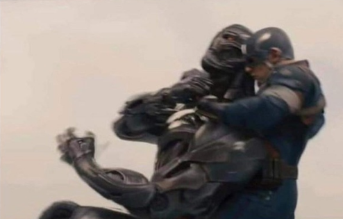 If you feel embarrassed, then remember that Cap tried to strangle the robot - Marvel, Cap, Awkwardness, Avengers: Age of Ultron