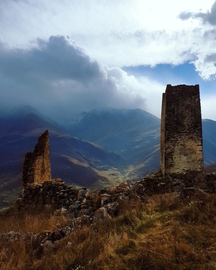 Two towers - My, The mountains, Towers, Fiagdon, North Ossetia Alania