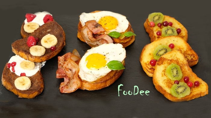 3 toast options for breakfast - My, Toast, Breakfast, Recipe, Food, Cooking, Video, Longpost