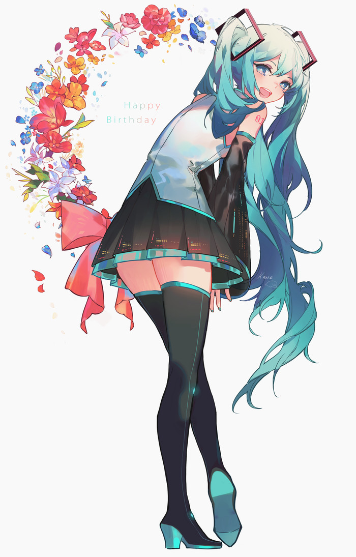 Happy Birthday Miku - Anime, Not anime, Anime art, Vocaloid, Hatsune Miku, Pixiv, Kane