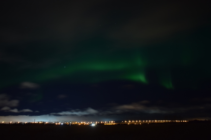 emerald sky - My, Polar Lights, Sky, Night