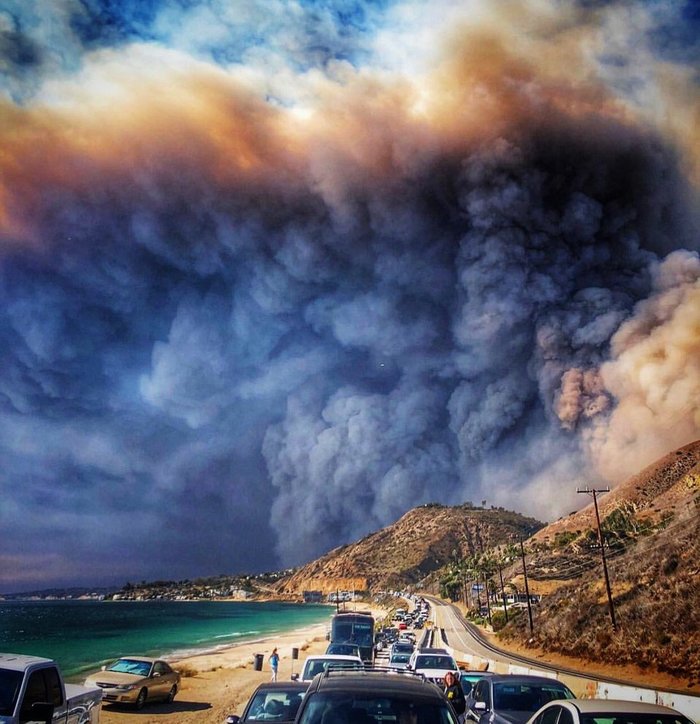 Fire in Malibu - USA, Malibu, Fire, Beach, Coast, California