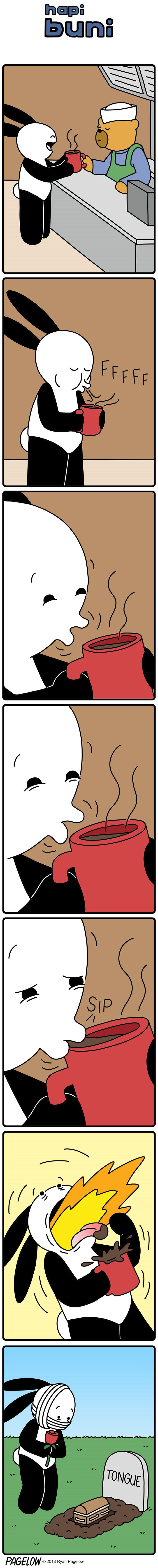 Burnt tongue - Buni, Pagelow, Coffee, Language, Burned out, Grave, Comics, Longpost