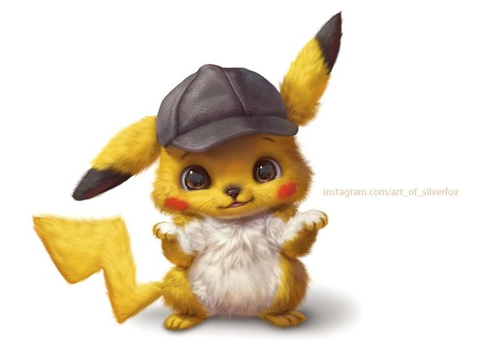 I had to draw that fuzzy Pikachu with manly voice. - Silverfox5213, Pikachu, Pokemon, Detective Pikachu, Art