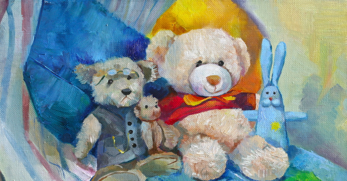 Любимая игрушка медведь. Натюрморт с мягкой игрушкой. Игрушки в живописи. Плюшевые мишки в живописи. Живопись с детскими игрушками.
